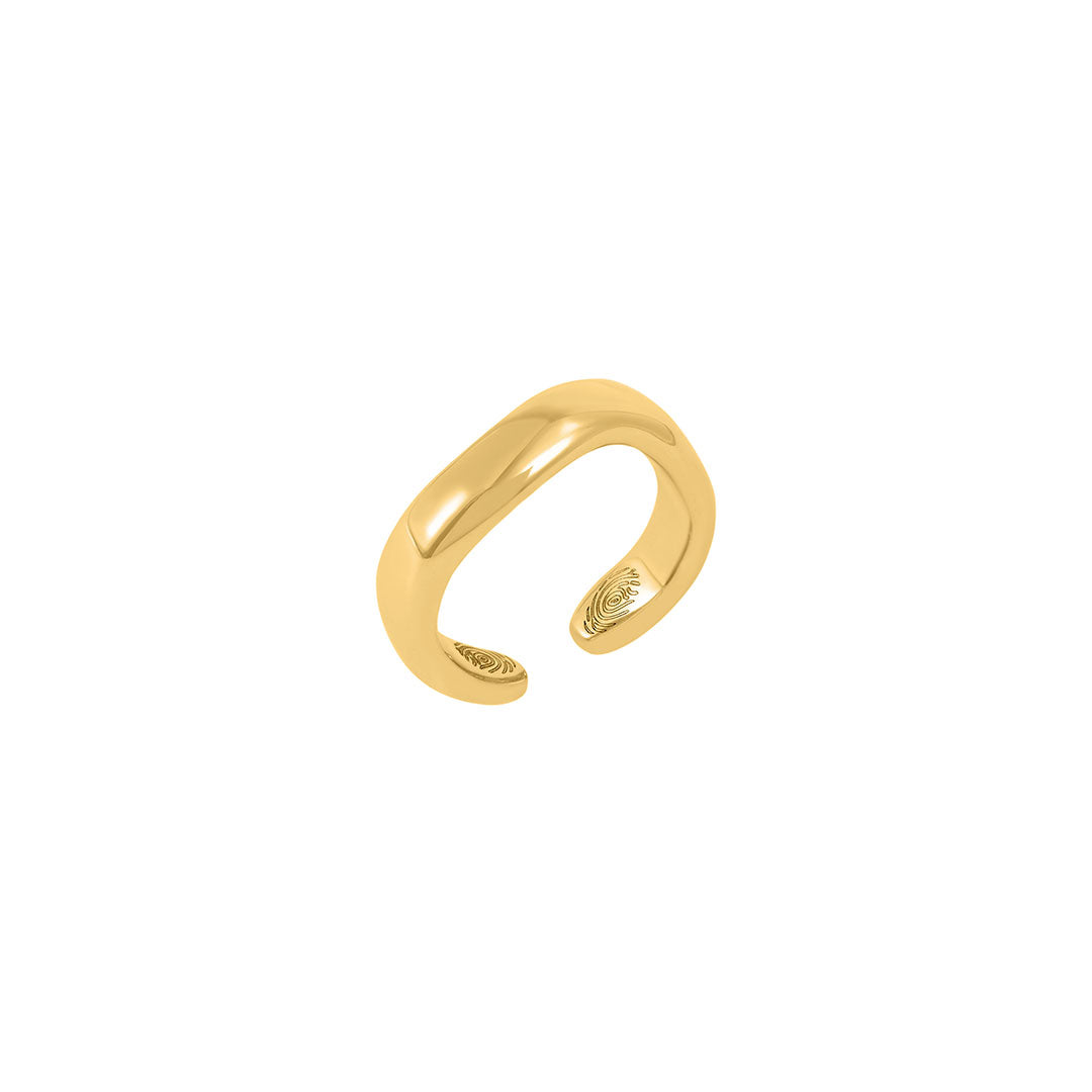 Anel Paola Vilas de dedo minimalista com digital gravada em prata 925 com banho de ouro 18k