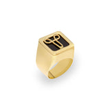 Anel chevalier em prata 925 com banho de ouro 18k de útero minimalista