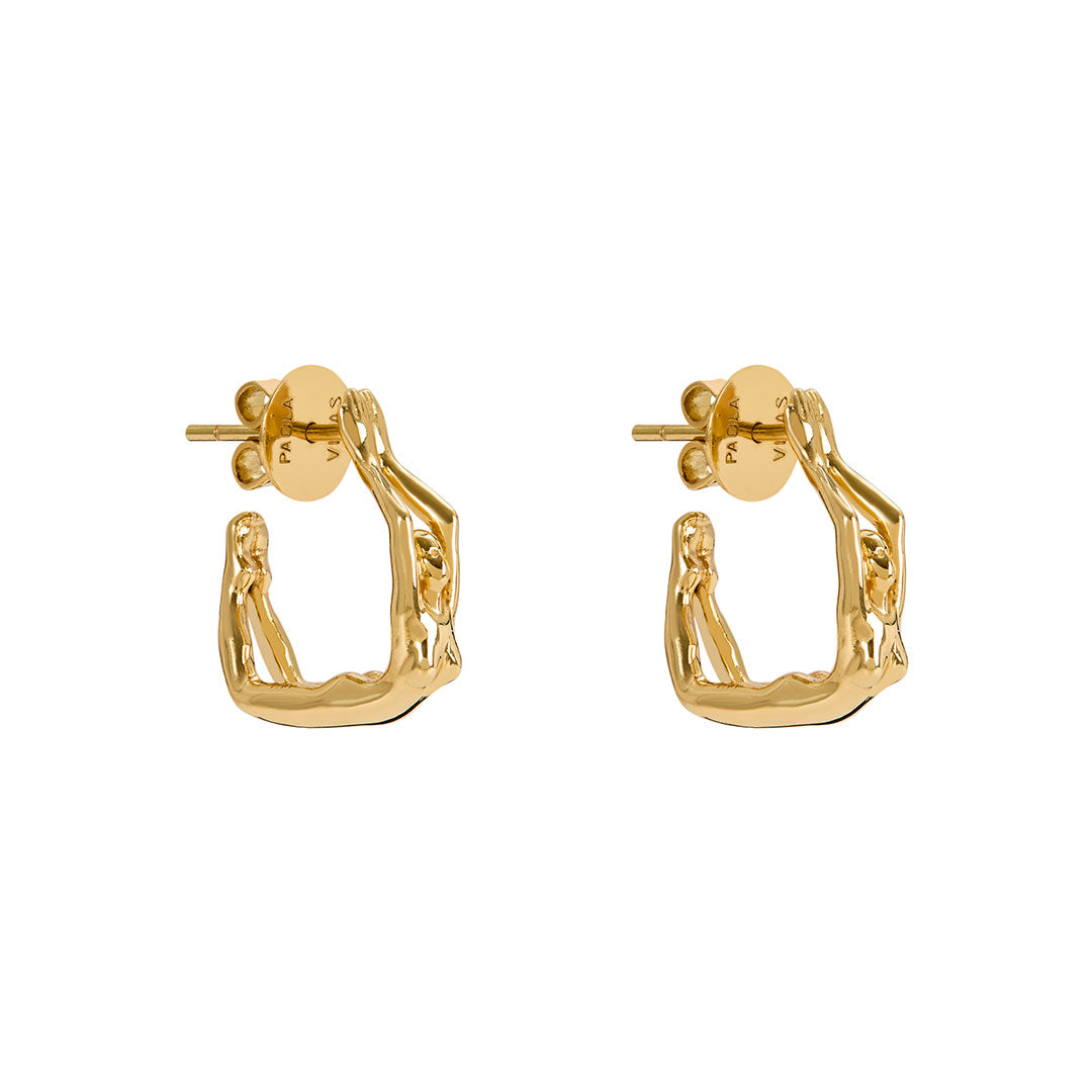 Brinco Paola Vilas de argola de corpos femininos em ouro 18k