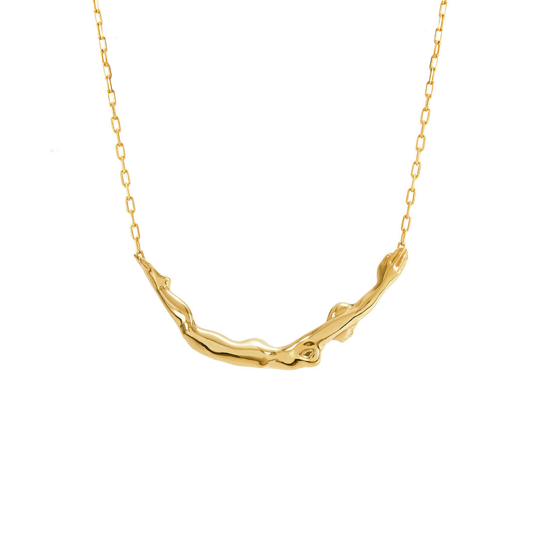 Colar Paola Vilas de corpo feminino pequeno em prata 925 com banho de ouro 18k