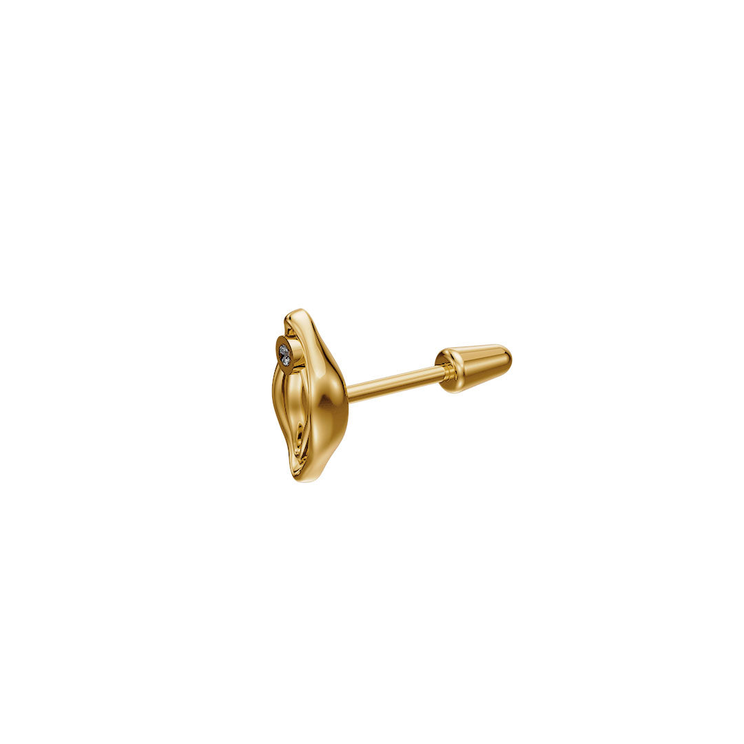 Piercing Paola Vilas em ouro 18k de vulva adornada com diamante