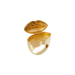 Anel chevalier de com compartimento secreto em prata 925 e banho de ouro 18k