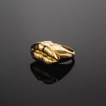 Anel chevalier de boca com compartimento em prata 925 e banho de ouro 18k 