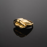 Anel chevalier de boca com compartimento em prata 925 e banho de ouro 18k 