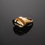 Anel chevalier em prata 925 com banho de ouro 18k de boca