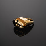 Anel chevalier em prata 925 com banho de ouro 18k de boca