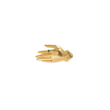 Anel de mão em prata 925 e banho de ouro 18k adornado com esmeralda