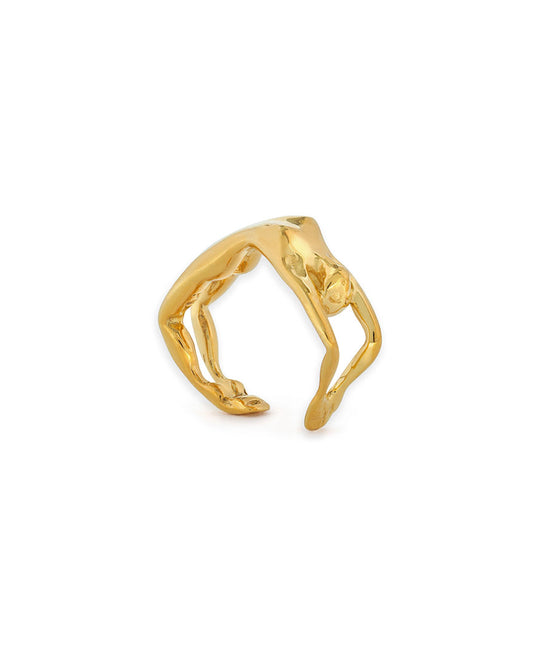 Anel Paola Vilas de corpo feminino em prata 925 com banho em ouro 18k