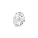 Anel chevalier em prata 925 de rostos minimalistas