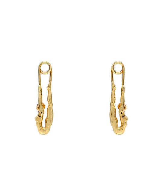 Brinco Paola Vilas em prata 925 com banho de ouro 18k de alfinete com corpo feminino