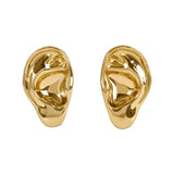 Brinco Paola Vilas em prata 925 com banho de ouro 18k de orelha esculpida