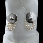 Brinco em prata 925 de mamilo com cordões de pérolas naturais