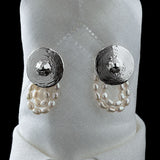 Brinco em prata 925 de mamilo com cordões de pérolas naturais