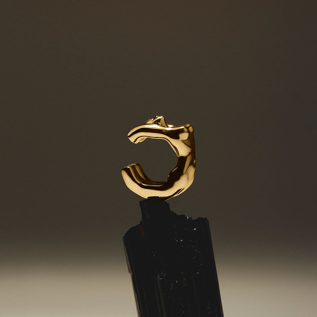 Earcuff de corpo feminino em prata 925 com banho de ouro 18k