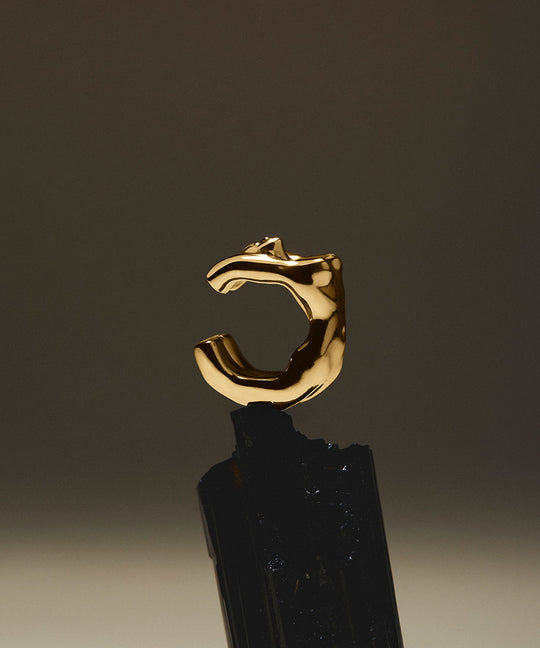 Earcuff de corpo feminino em prata 925 com banho de ouro 18k