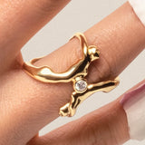 Anel Tina Diamante Ouro 18k