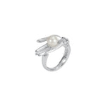 Anel Paola Vilas de mão em prata 925 com pérola botão