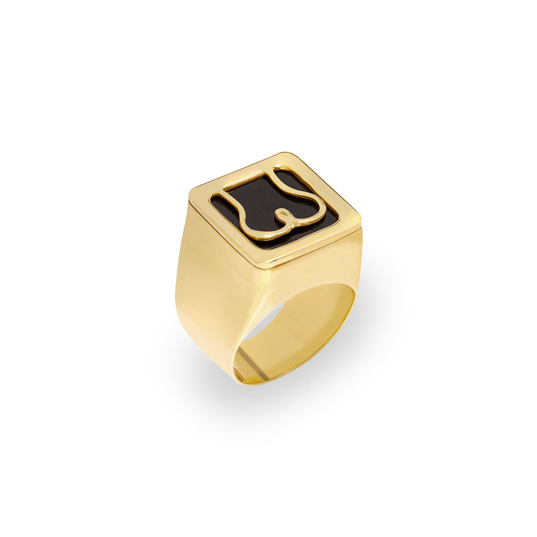 Anel chevalier em prata 925 com banho de ouro 18k de bunda minimalista