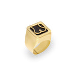 Anel chevalier em prata 925 com banho de ouro 18k de bunda minimalista