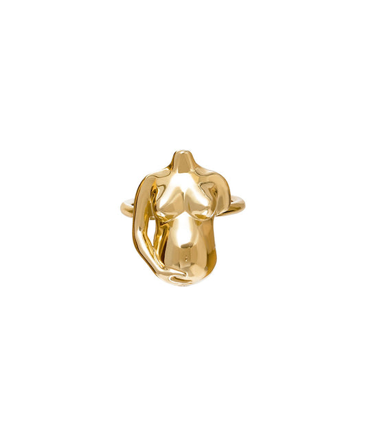 Anel de prata 925 com banho de ouro 18k de mulher grávida