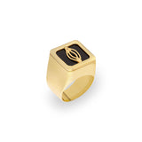 Anel chevalier em prata 925 com banho de ouro 18k de vulva minimalista