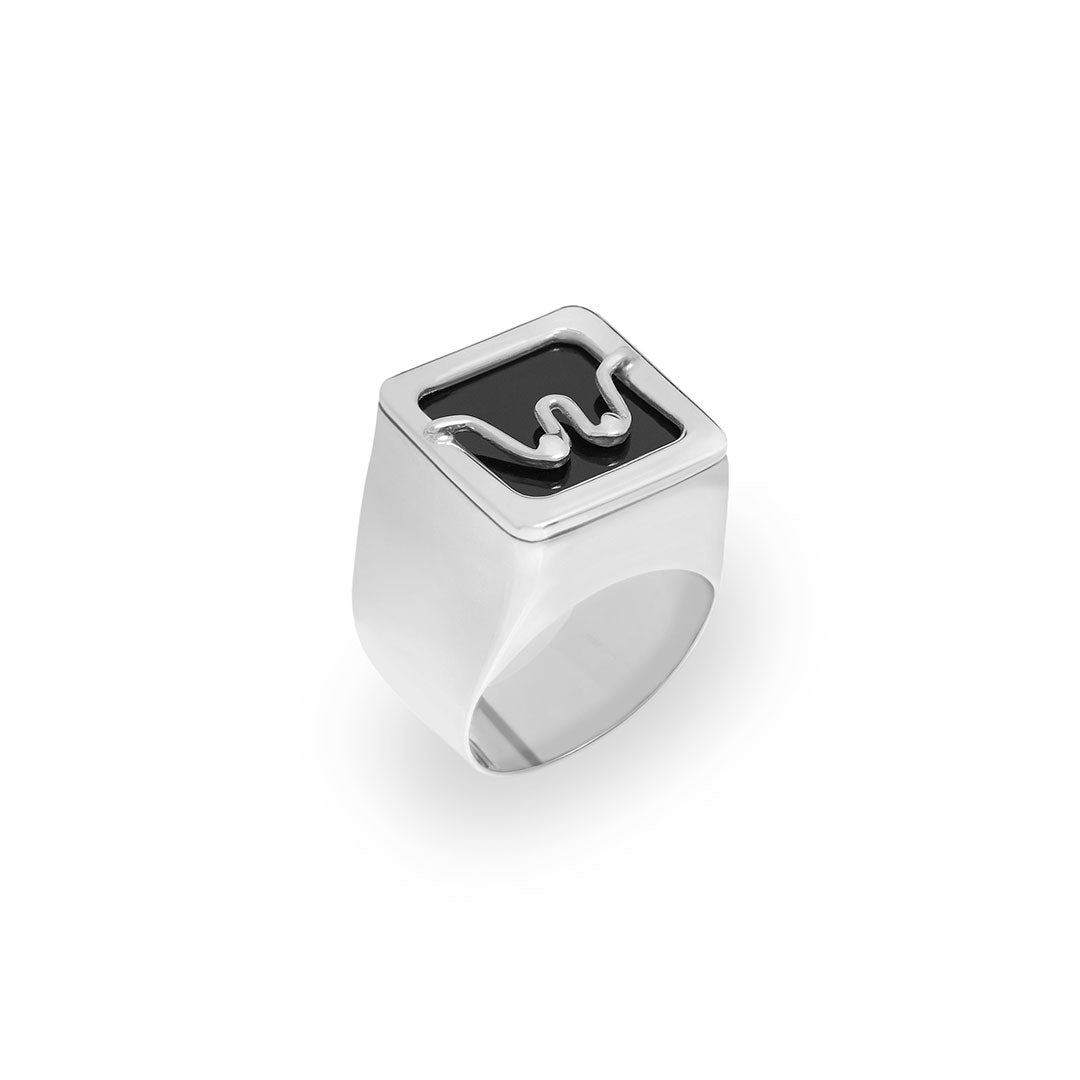 Anel chevalier em prata 925 de seios minimalista