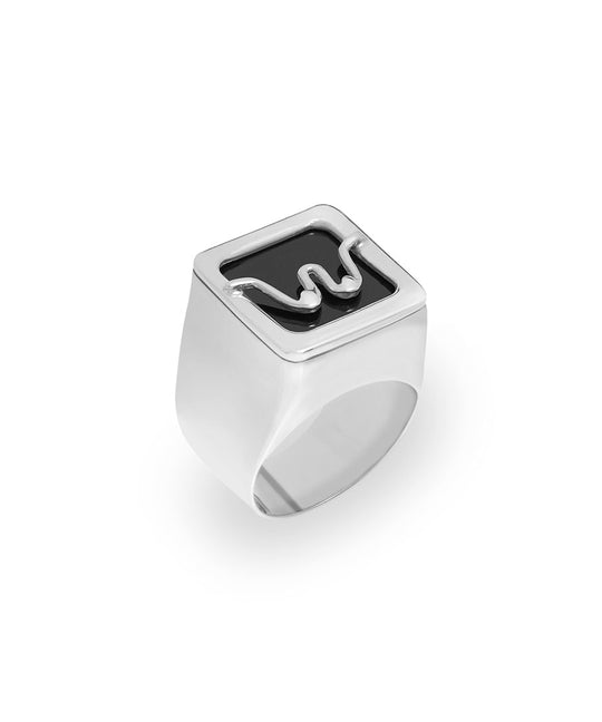 Anel chevalier em prata 925 de seios minimalista