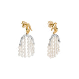 Brinco Paola Vilas de mão e corpo em prata 925 e banho de ouro 18k adornado com pérolas