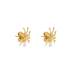 Brincos em prata 925 com banho de ouro 18k e pérolas de formigas