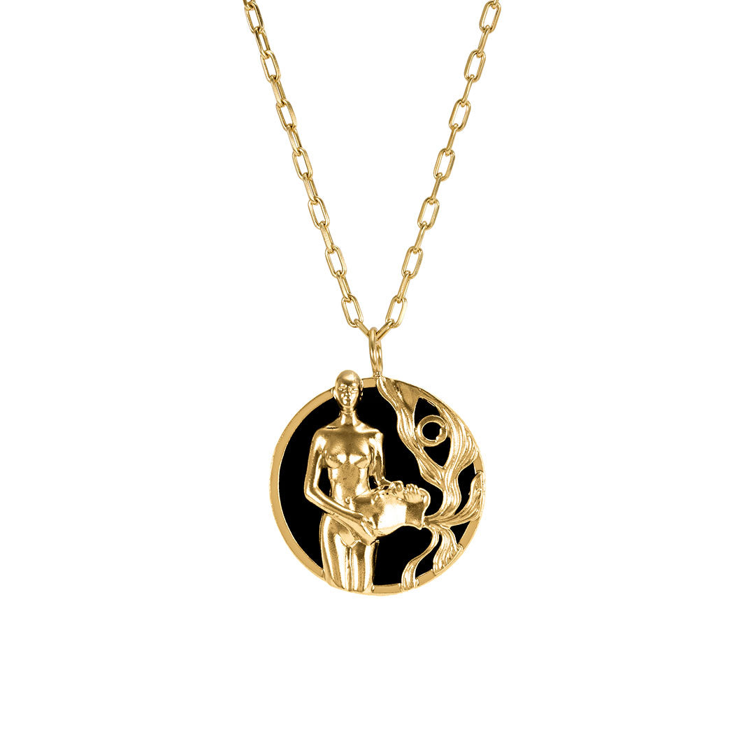 Colar de signo de aquário em prata 925 com banho em ouro 18k
