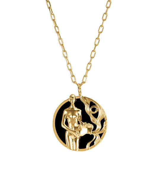 Colar de signo de aquário em prata 925 com banho em ouro 18k