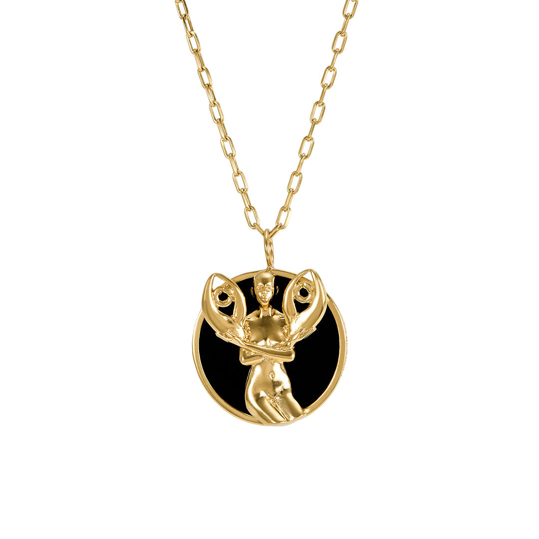 Colar de signo de câncer em prata 925 com banho em ouro 18k