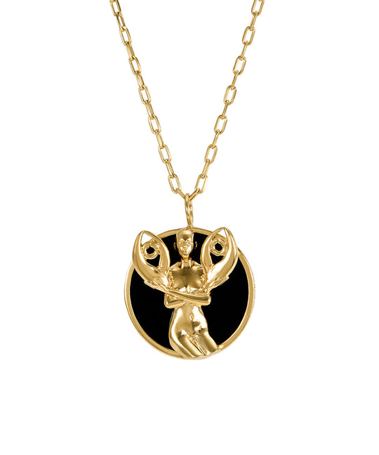Colar de signo de câncer em prata 925 com banho em ouro 18k