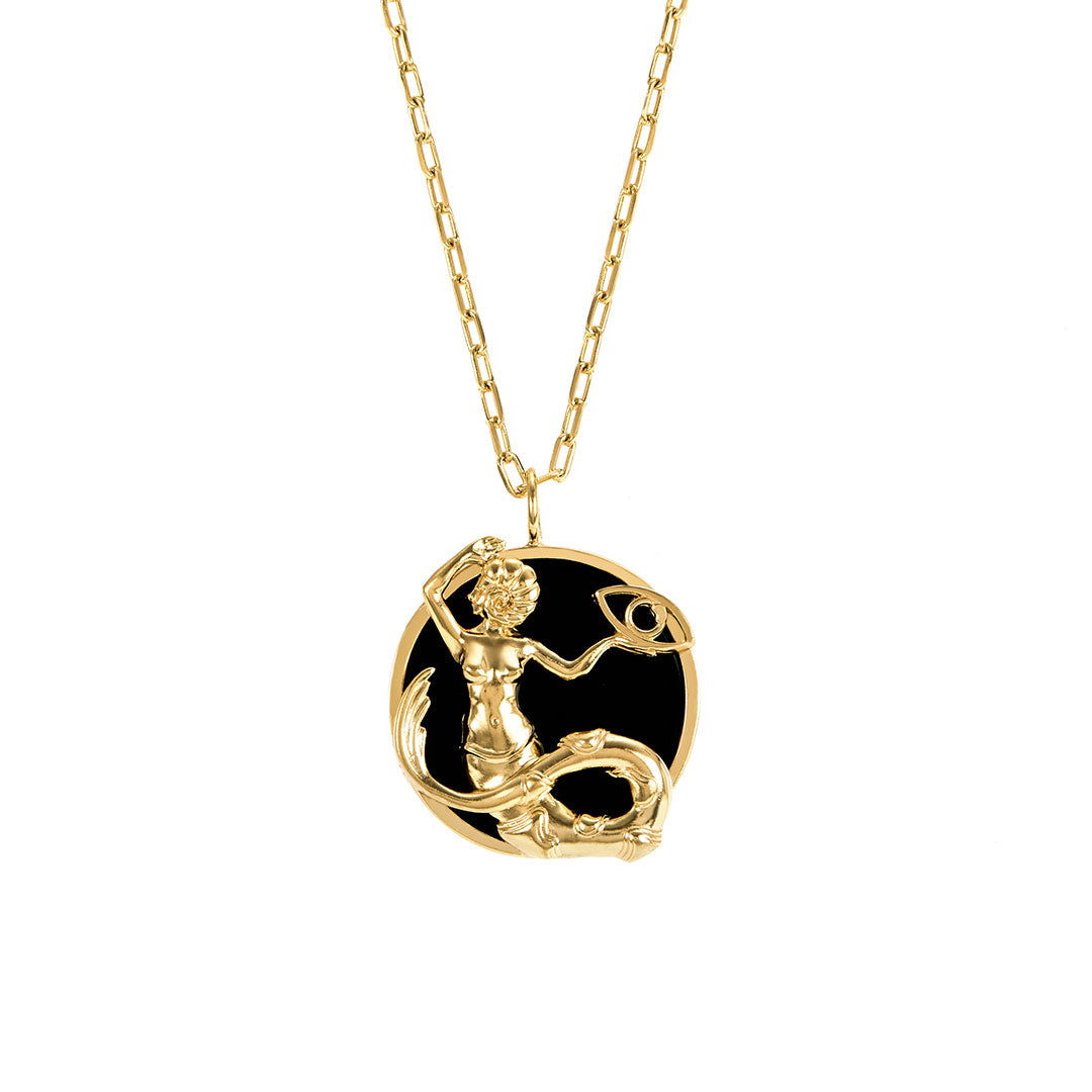 Colar de signo de capricórnio em prata 925 com banho em ouro 18k