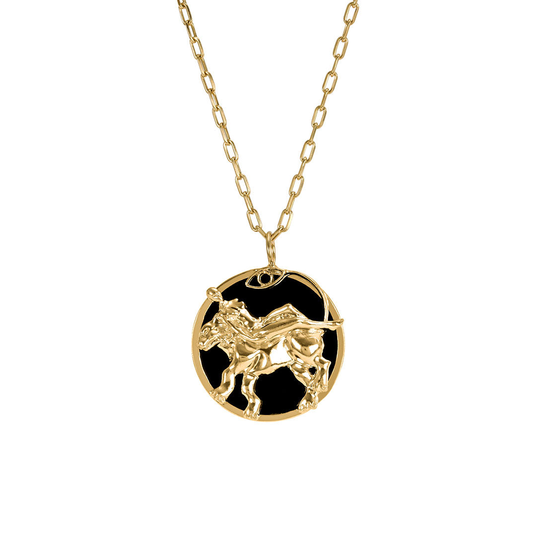 Colar de signo de leão em prata 925 com banho em ouro 18k