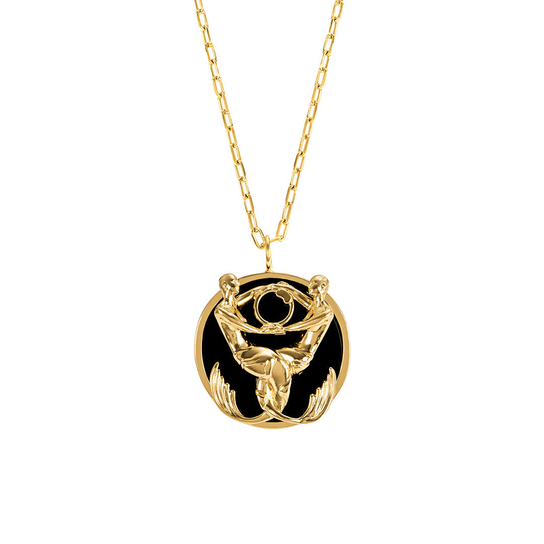 Colar de signo de peixes em prata 925 com banho em ouro 18k