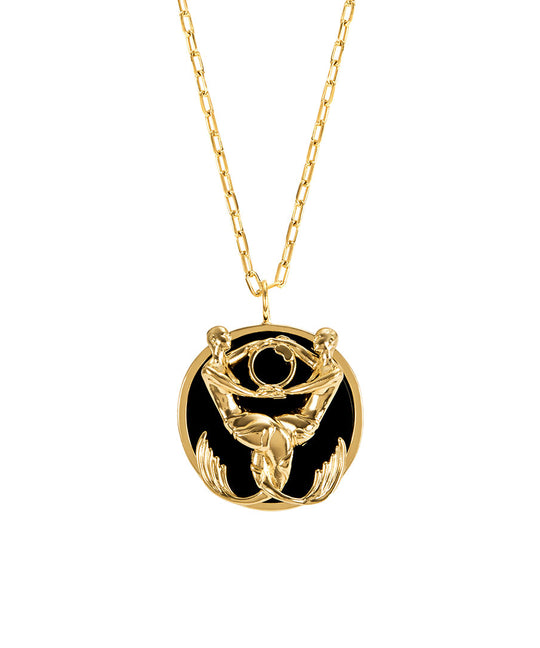 Colar de signo de peixes em prata 925 com banho em ouro 18k