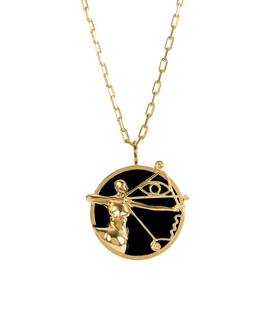 Colar de signo de sagitário em prata 925 com banho em ouro 18k