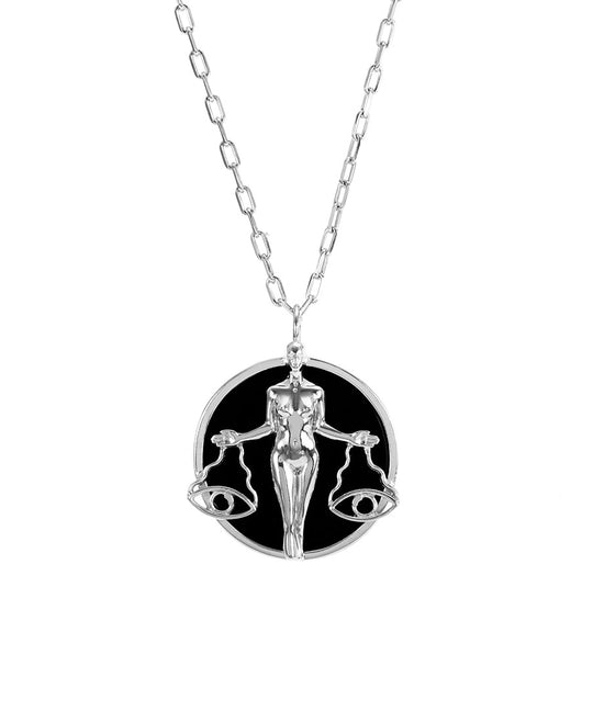 Colar de signo de libra em prata 925