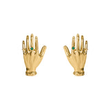 Brinco Paola Vilas em prata 925 e banho de ouro 18k de mãos adornadas com esmeraldas