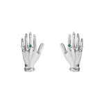 Brinco Paola Vilas em prata 925 de mãos adornadas com esmeraldas