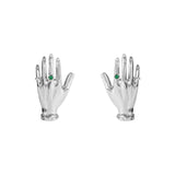 Brinco Paola Vilas em prata 925 de mãos adornadas com esmeraldas