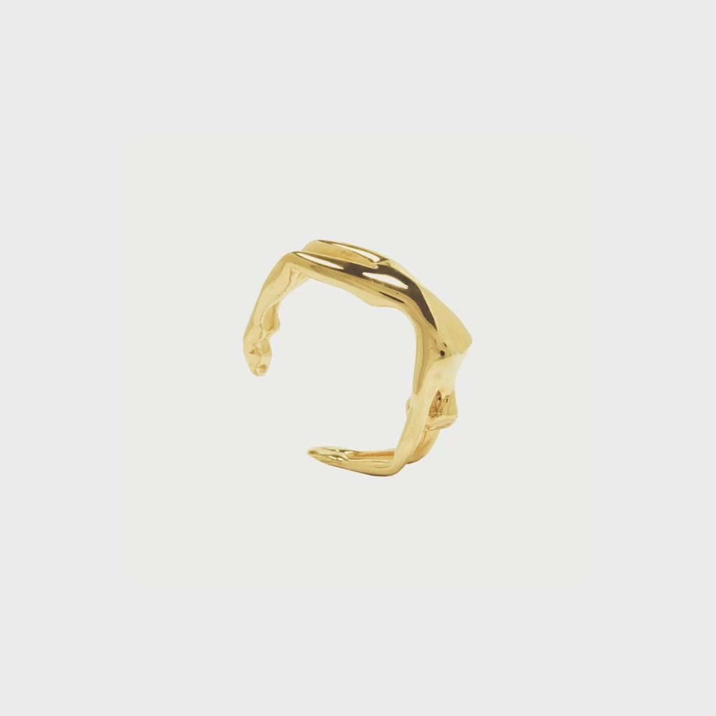 Vídeo de anel de corpo feminino em prata 925 com banho em ouro 18k